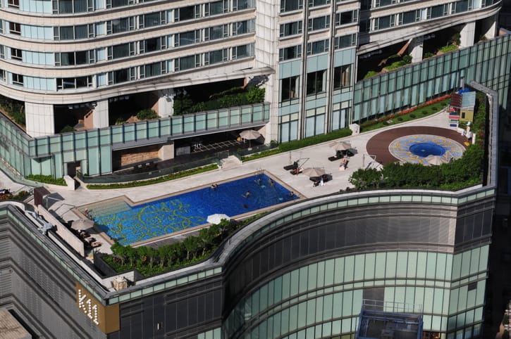A large resort swimming pool, illustrative of giant crystal lagoons